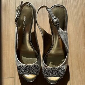 Antonio Melani Silver Peep-Toe Heels